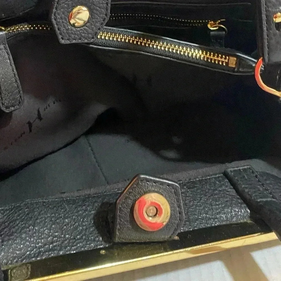 Halston calf fur & leather satchel handbag - Picture 8 of 13